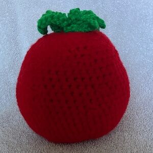 Hand Crafted Red and Green Crochet Tomato Decor. New.